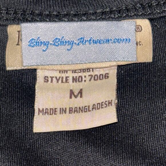 Bling Bling Artwear Rhinestone Black 3/4 Sleeve Shirt M Turkey Thanksgiving Fun - Picture 6 of 11